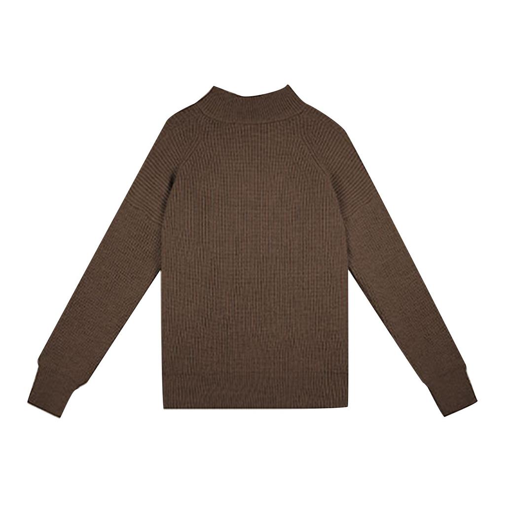 Damen- und Winterstrickmode Einfarbig Block-Patchwork-Pullover Langarmpullover