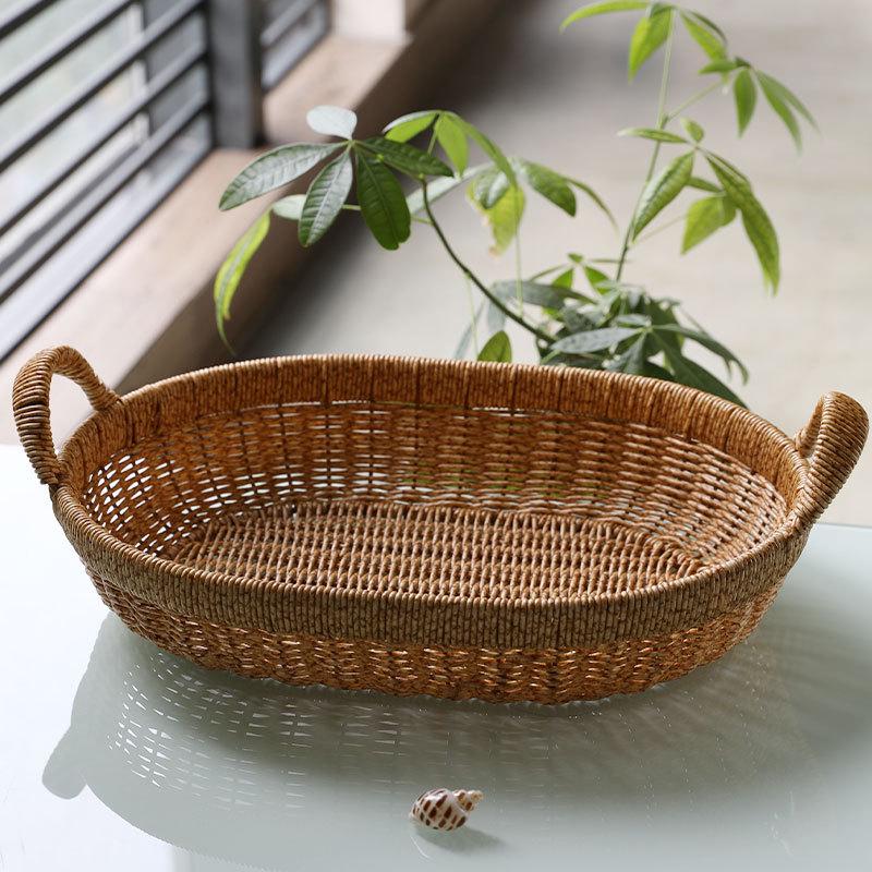 Imitation Rattan Fruit and Snack Basket - Versatile for Living Room, Kitchen, and Picnic Use.