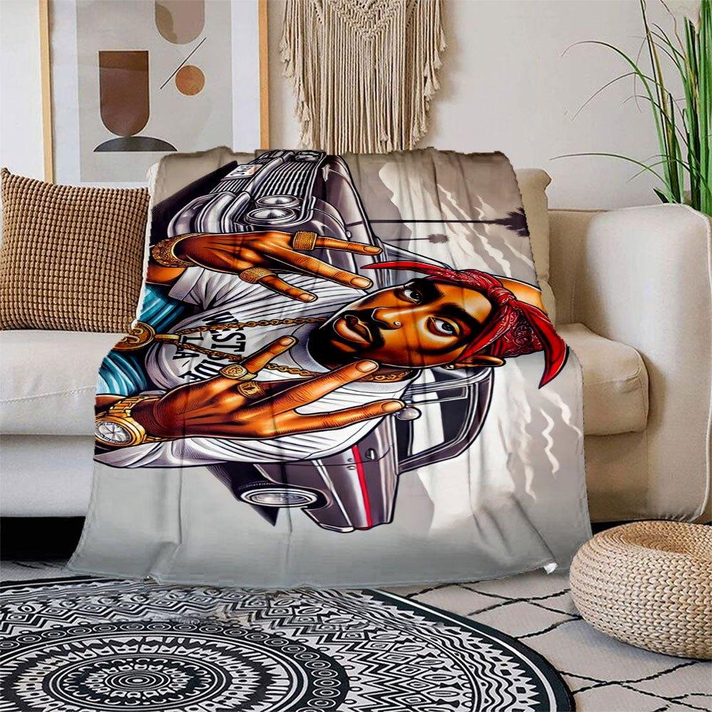 

Retro Car & Bandana Hip-Hop Art Print Blanket Flannel Throw Blanket for Sofa, Bed, Travel, Camping, Office, Couch, Chair, And Bed Gift for 150x180cm