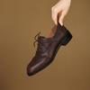 Krazing Pot Cow Skin Autumn Winter Brogues Shoes Lace Up Low Heels Size 42 Round Toe Oxford Shoes Carving Decoration Pumps
