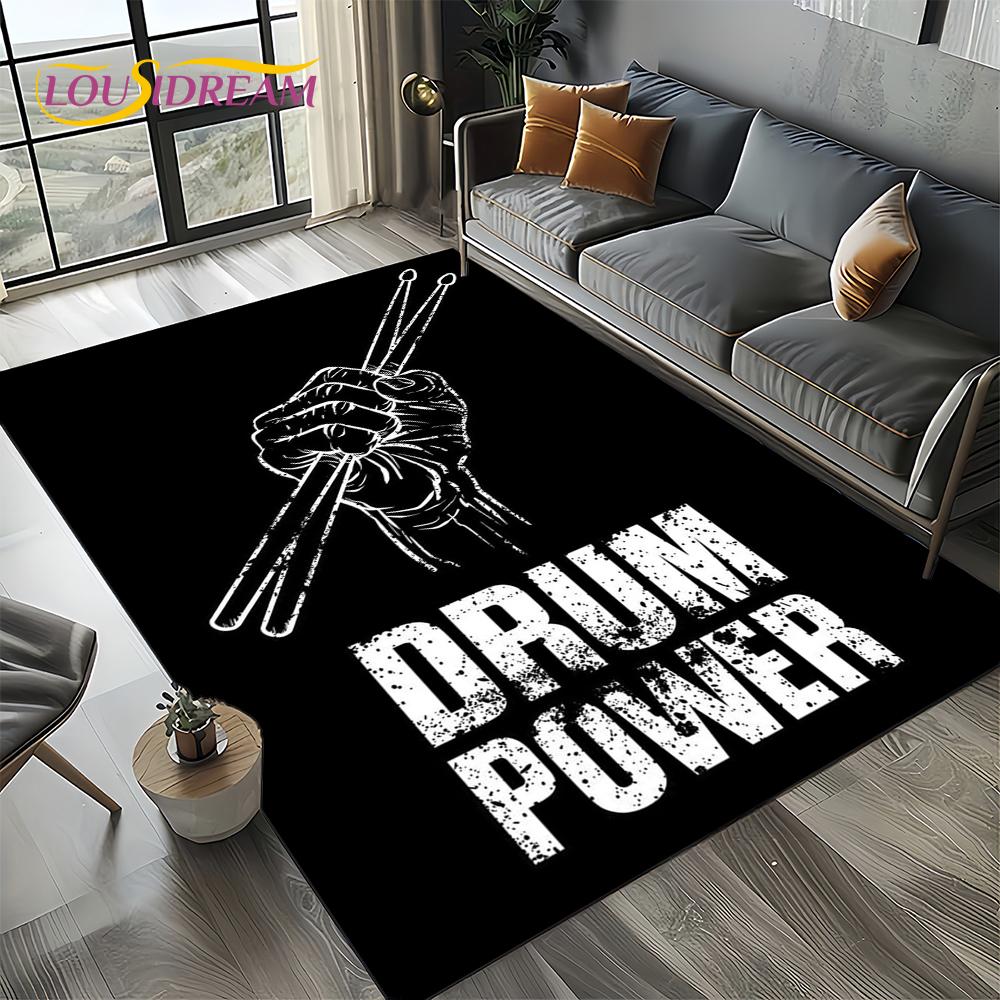 3D Cymbal DW Drum Kit Drum Set Music Instruments Carpet Rug for Living Room Bedroom Home Sofa Decoration,Kids Non-slip Floor Mat