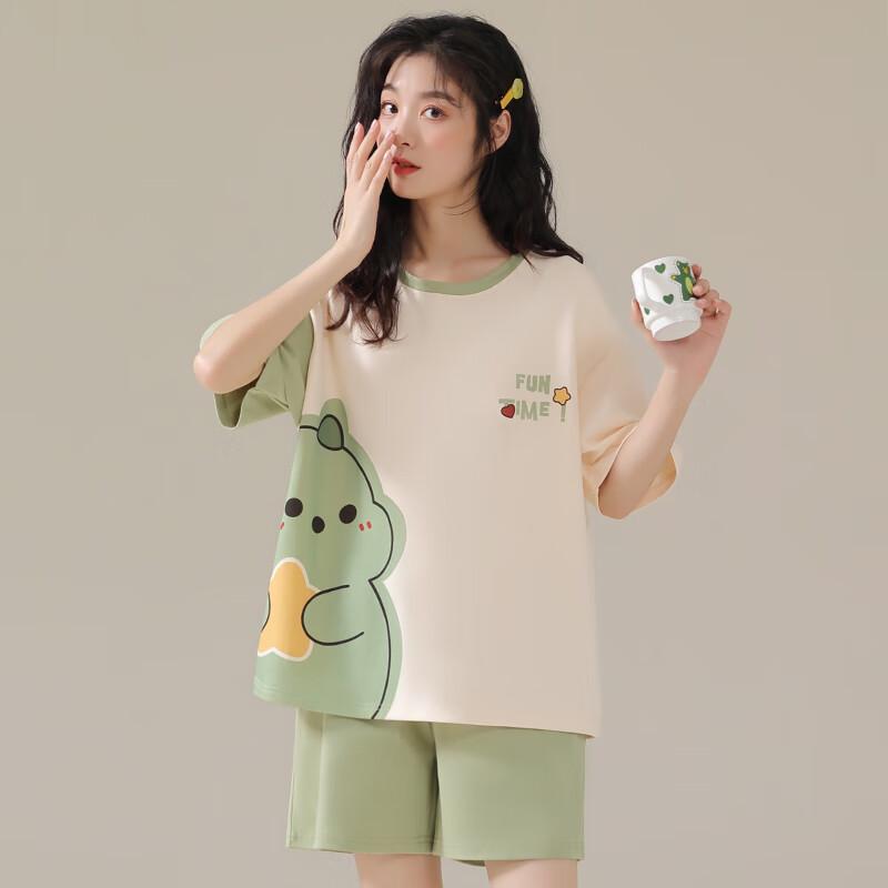 YINSLEEP Women's Summer Thin Short-Sleeve Pajamas, 2026 New Cartoon Style Loungewear Set, Suitable for Outdoor Wear