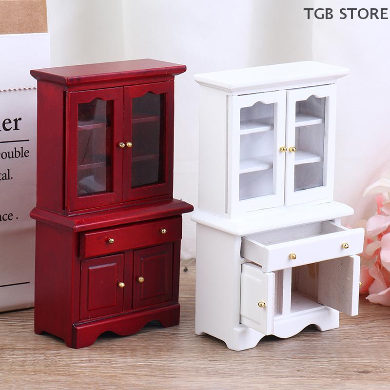 1/12 Multifunction Wood Furniture Miniature Model Dollhouse Cabinet Bookcase Toy