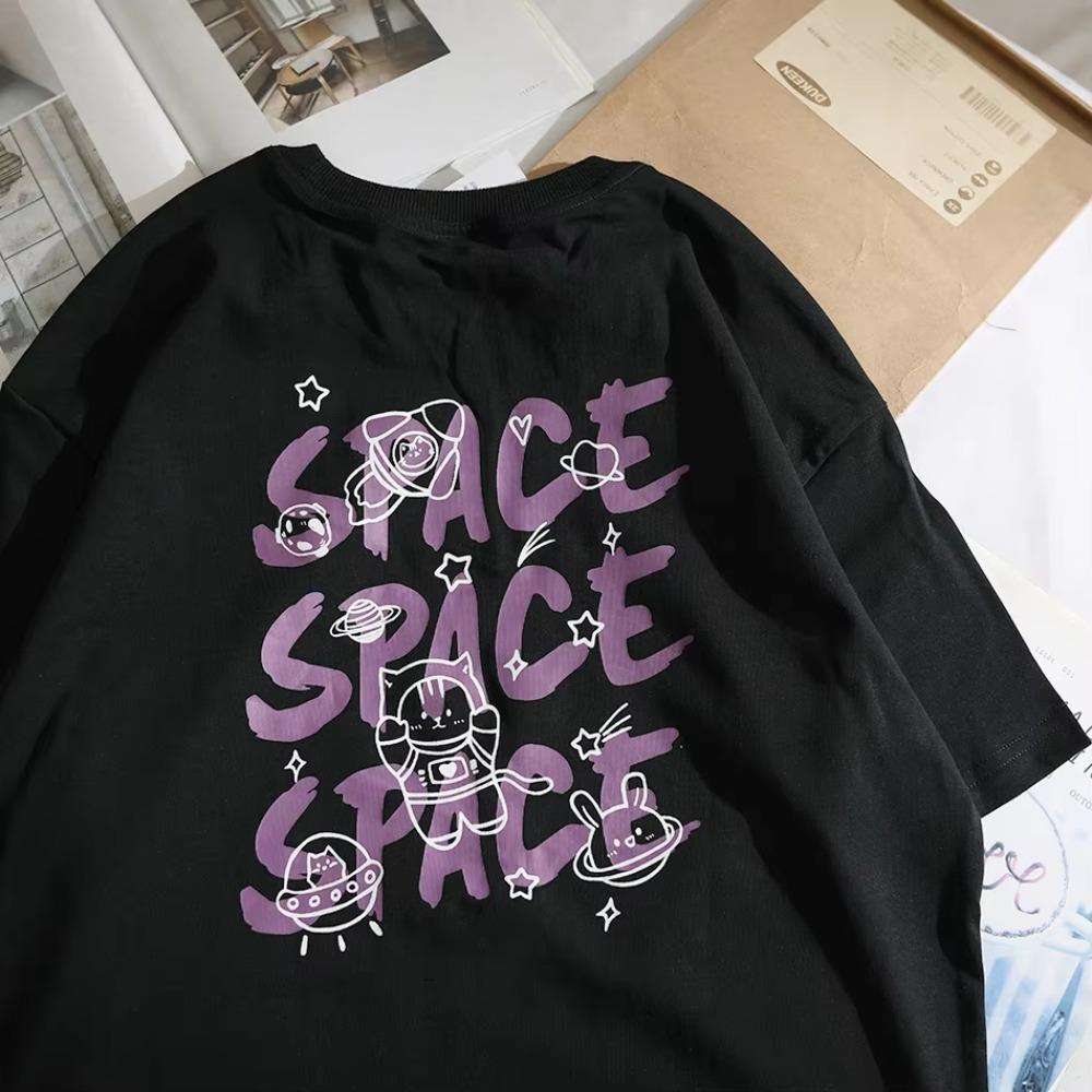 Americké pouliční zábavné tričko Dámské s krátkým rukávem Letní Retro Harajuku Styl Bf Čistá bavlna Volné Pár Top Trendy Muži Ženy