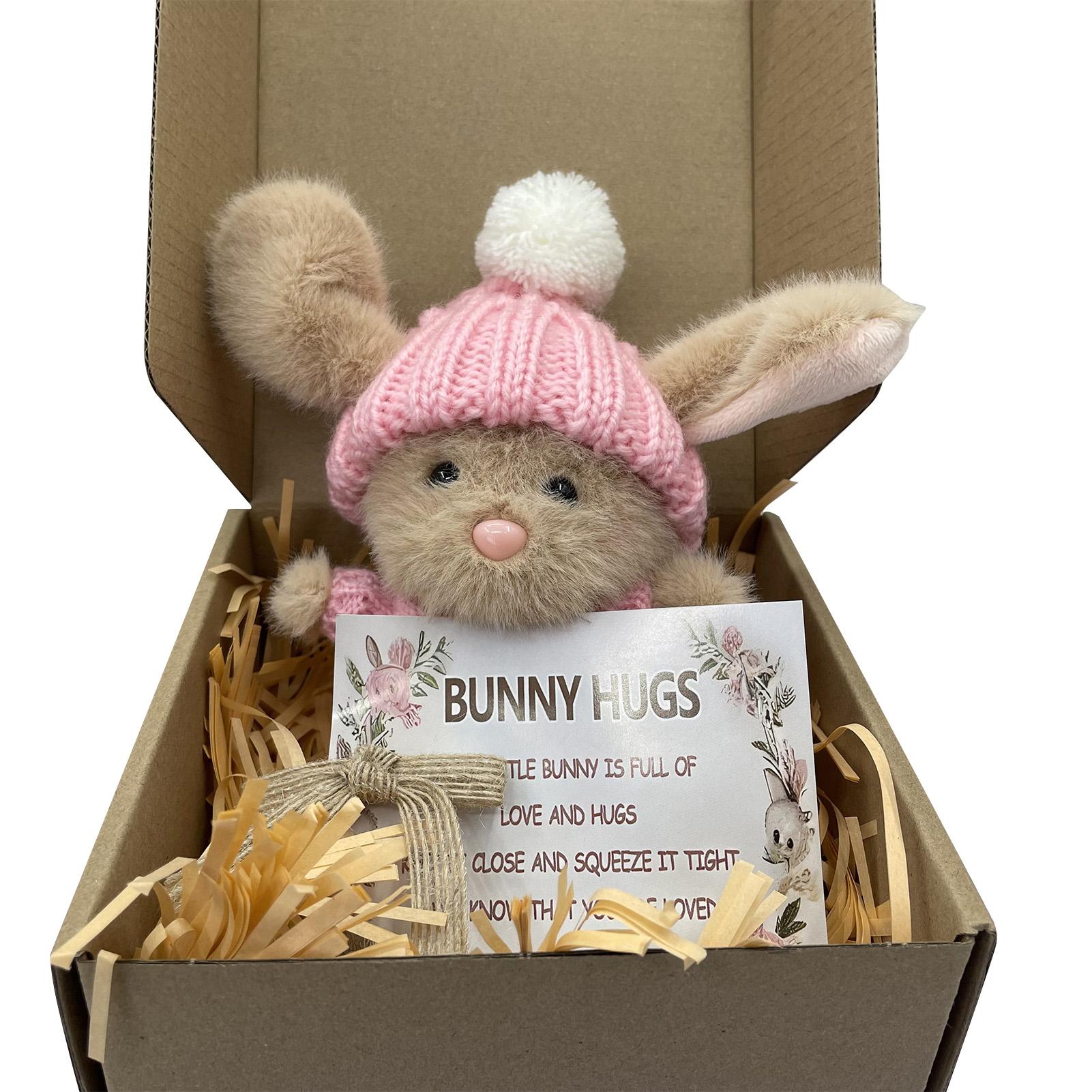 

Easter Plush Bunny with Knitted Clothes Mini Rabbit Positive Plush Animals Toy Easter Gift for Boys and Girls рожевий