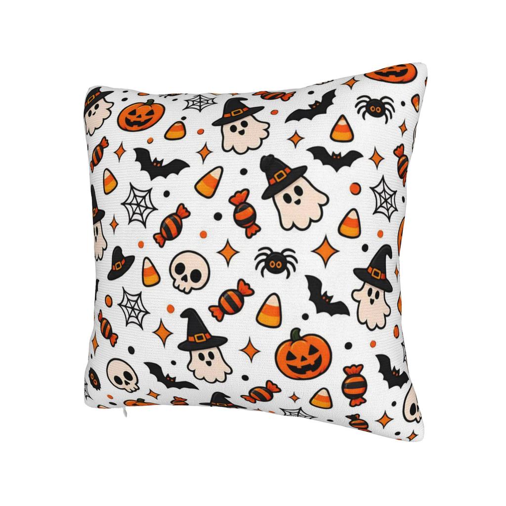 Decorative Pillowcases Halloween Ghost Pumpkin Spooky Trick Or Treat Witch Home Pillow Case Cover Zippered Multiple Sizes