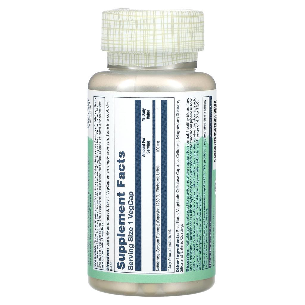 Nattokinase, 100Mg, 1,250Fu, 30 Veggie Caps