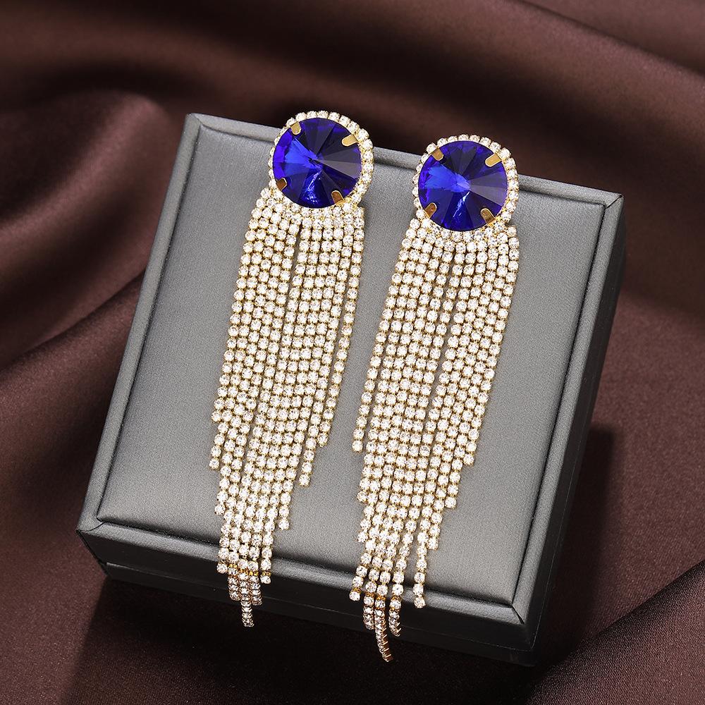 Exaggerated Wind Diamond-Set Fringed Earrings, High-End Niche Design, Exquisite Earrings, Personalized Long Earrings