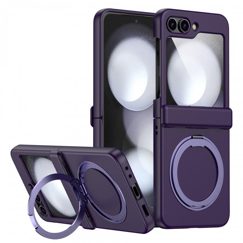 Full Coverage Magnetic Snap Case With 360 Rotating Stand Galaxy Z Flip 6 5 4 3 TPUPC Hybrid Shockproof Anti-Scratch
