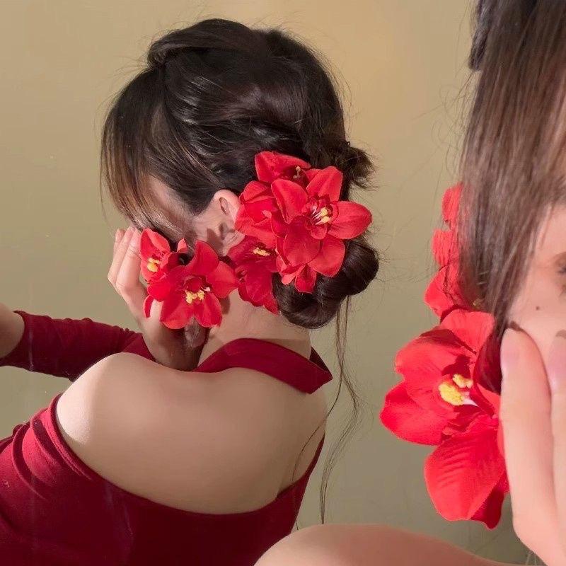 Lily Flower Hair Clip Plastic Flower Hair Claw For Women Girls Sweet Versatile Shark Clip Exquisite Hair Accessories