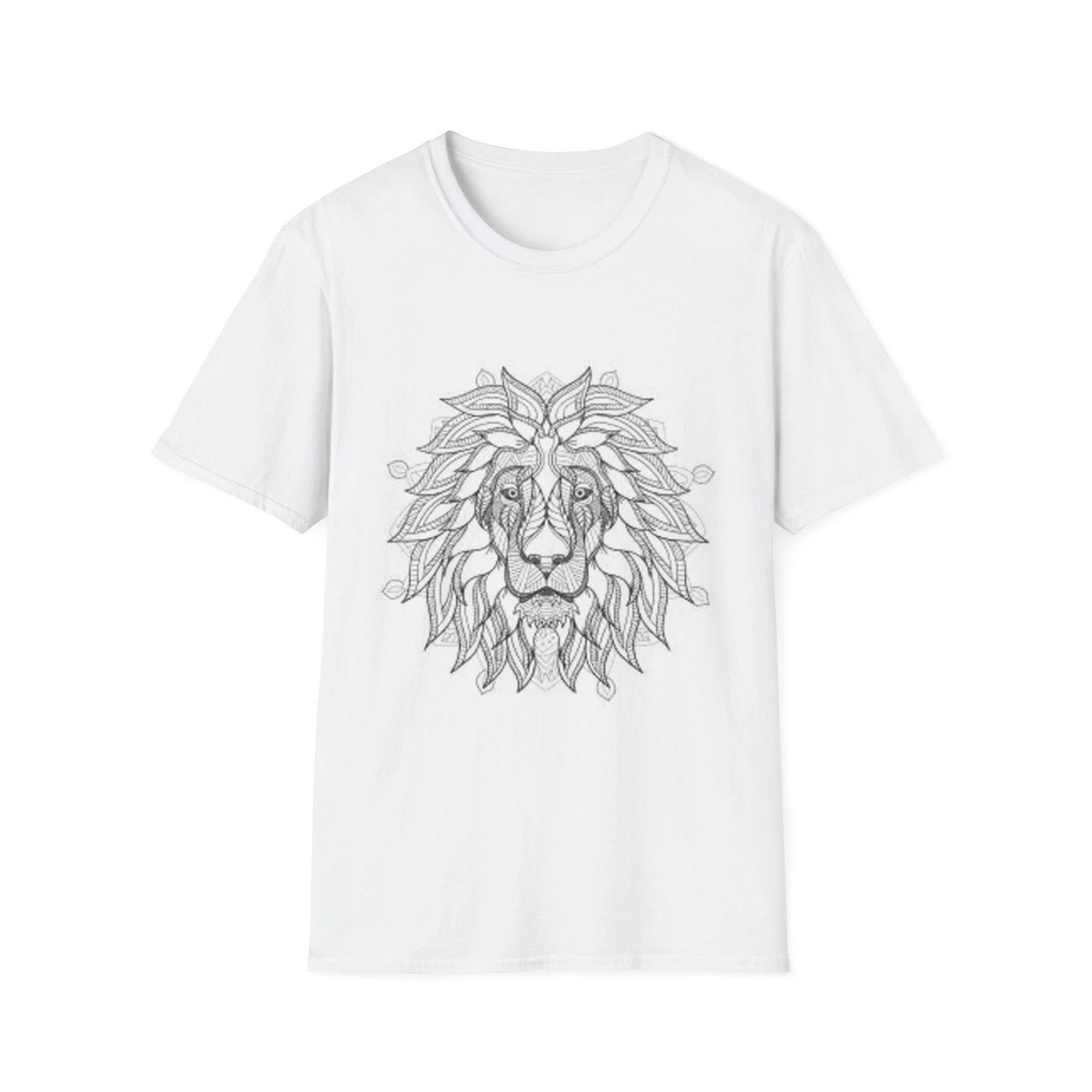 Paint your own shirt Intricate Lion Mandala T-Shirt | Line Art Lion Tee L