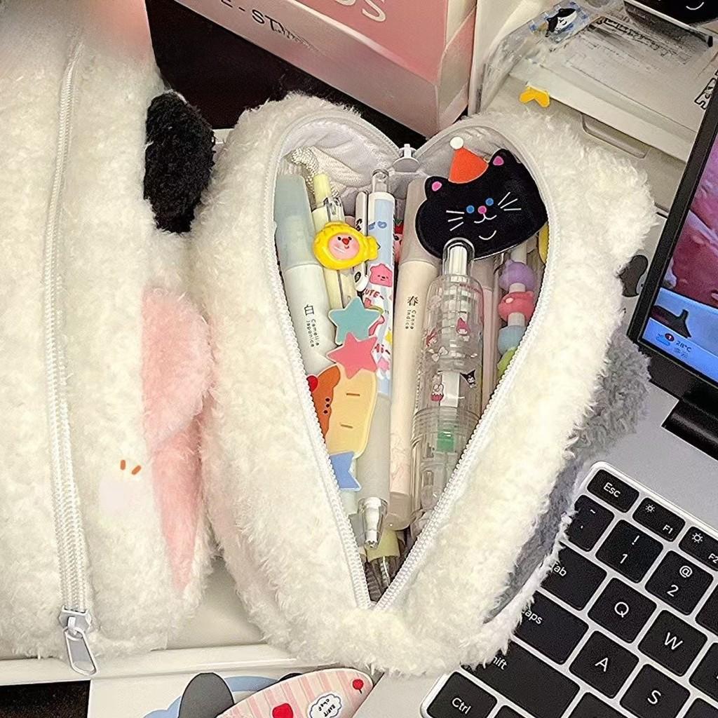 Cat Plush Pencil Case With Large Capacity For Students And Kids
