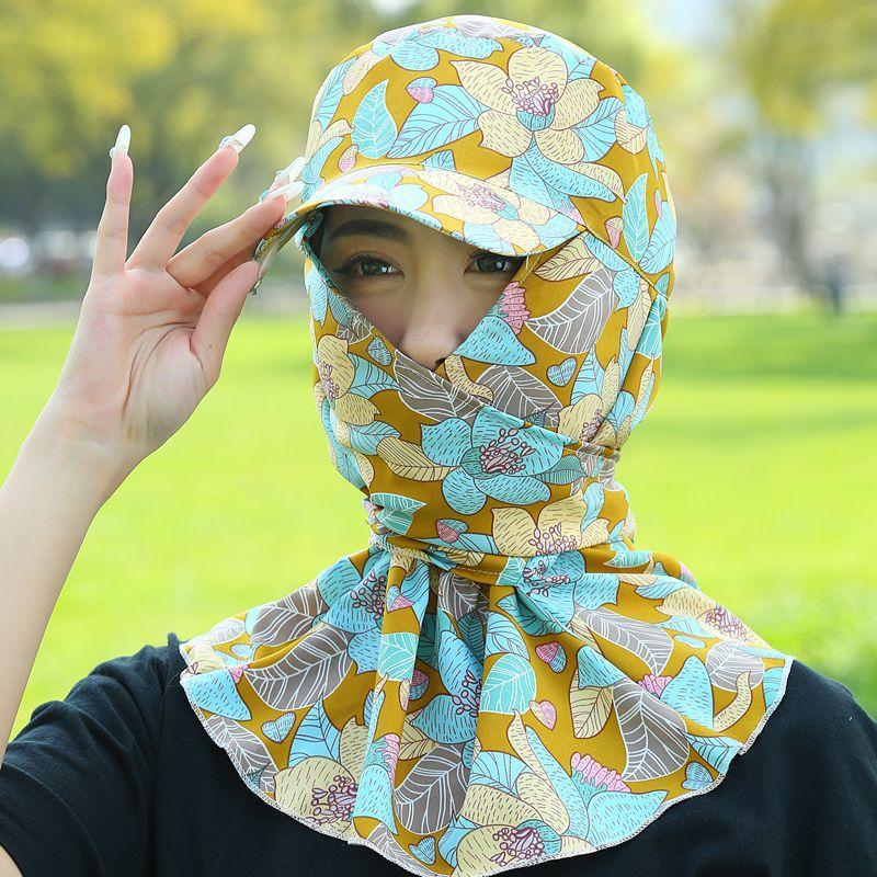 New summer outdoor tea picking sun hat women's face protection neck protection sun protection mask hat integrated neck protection sun hat women