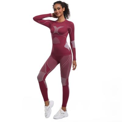 Auroth Langarm Yoga Sets Damen Nahtloser Sportanzug Schnelltrocknende Yoga Shirts Lauf-Lange Hosen Trainingskleidung
