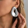 IngeSight.Z Exaggerated Irregular Teardrop Shape Metal Stud Earring for Women Creative Hollowout Piercing Ear Accessory Jewelry