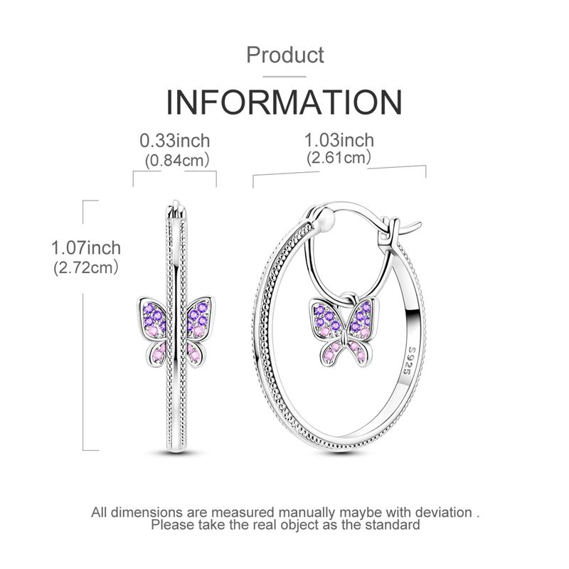 Original 925 Sterling Silver Purple Flower Owl Earrings Women 2025 Zircon Ear Studs Sparkling Pave Hoop Earring Jewelry Gift