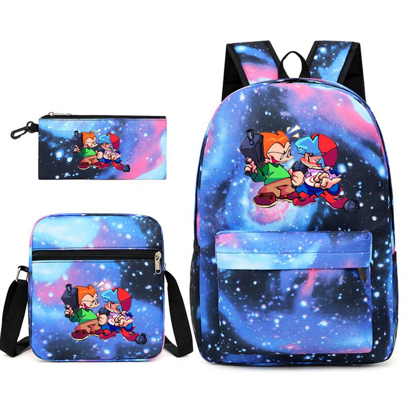 Classic Popular Friday Night Funkin Printed 3pcs/Set Pupil School Bags Laptop Daypack Backpack Inclined Shoulder Bag Pencil Case