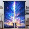 Sky and Ocean Elegant Room Curtains 2 Pieces Tulle for Bedroom Shades Halloween Decoration Living Room Curtain Partition Kitchen