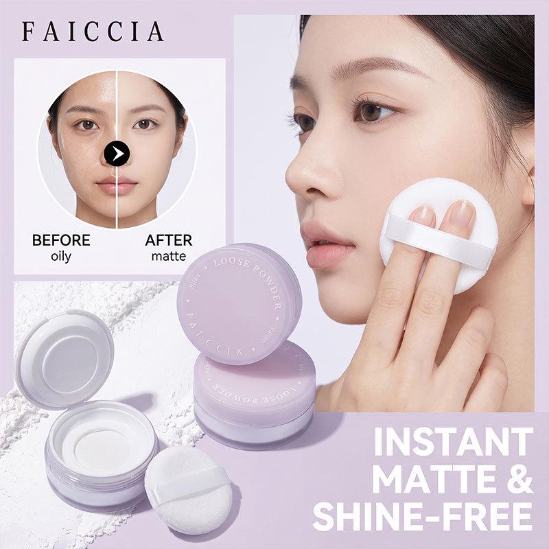 Fei Xi Crystal Clear Oil Control Loose Setting Powder - Smudge-Resistant, Refreshing Mist for Southeast Asian Summers.