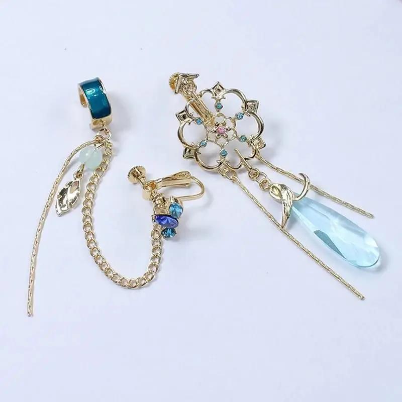 Anime Game Genshin Impact Scaramouche Earrings Wanderer Kunikuzushi Cosplay Pendant Ear Clips Studs Balladeer Party Jewelry