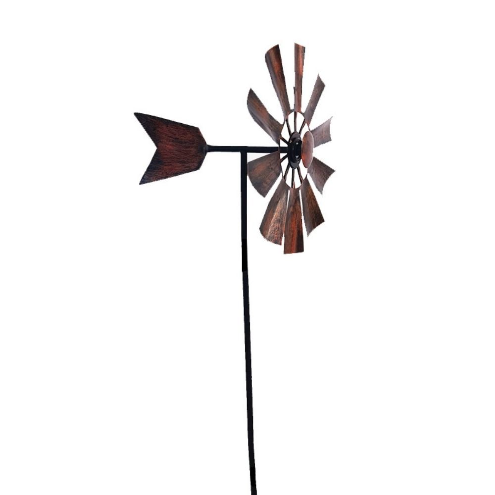 High Quality 24*73Cm Wrought Iron Metal Rotating Windmill 8 Colors Metal Wind Spinner Lawn Pinwheel Decor Supplies