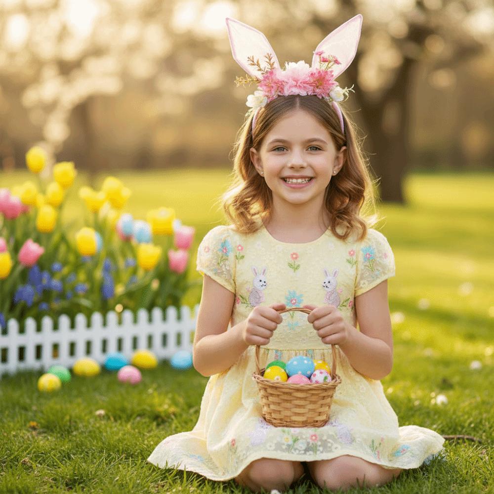 Colorful Rabbit Ears Headband Floral Bunny Ears Hair Hoop Cute Easter Headwear Cosplay Headbands