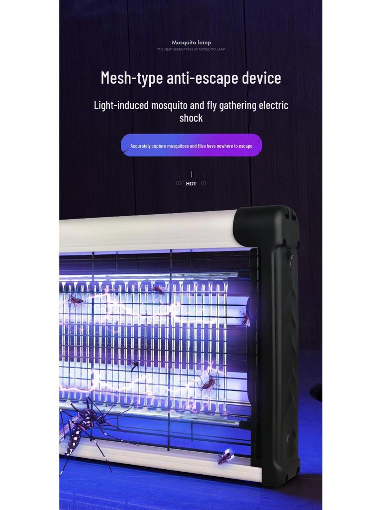 Outdoor LED Mosquito Fly Trap Lamp - Hanging Vertical Pest Control for Restaurants, Workshops, and Farms