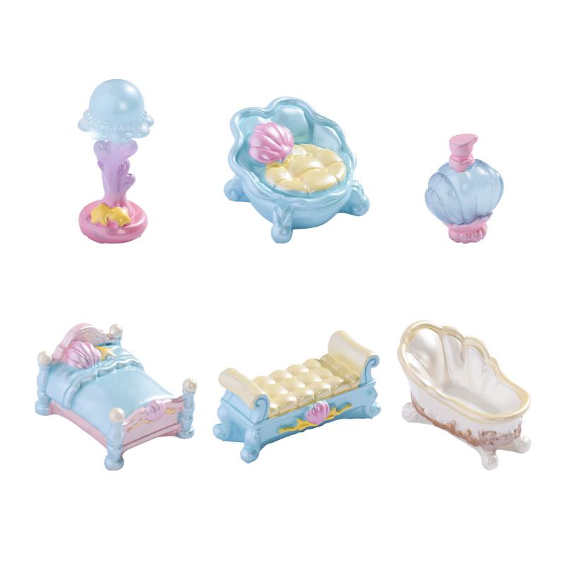 6PCS Cute Mermaid Miniature Furniture Set Resin Dollhouse Accessories DIY Micro Landscape For Dollhouse And Fairy Garden Decor