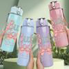 1PC But God Easter Floral Letter 750ml Color Plastic Sports Water Bottle Leakproof Flip Straw Lid Suitable for Sports Office Home Use