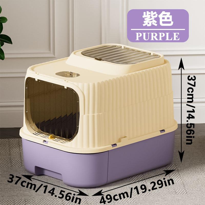 Foldable Large Cat Litter Box Fully Enclosed Drawer Type Pet Toilet With Deodorization Easy Clean Cat Litter Drawer Enclosure 37x49x37cm