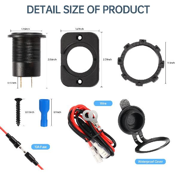 Quick Charge 3.0 Dual USB Car Charger Socket With LED Voltmeter And ON Off Switch Fused Wire Kit 12V/24V PD QC3.0 Fast Charge USB Outlet For Car Boat
