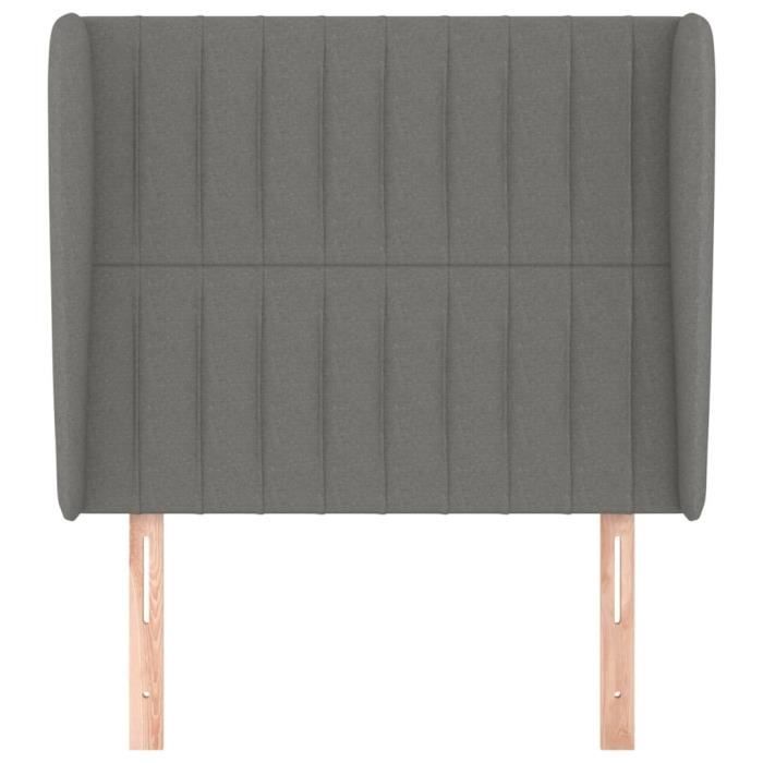 VidaXL Tête de lit avec oreilles Gris foncé 93x23x118-128 cm Tissu3118177