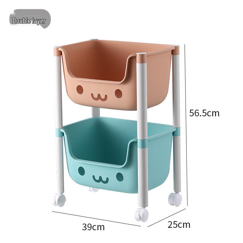 Children's Floor-Standing Trolley Bookshelf & Toy Organizer