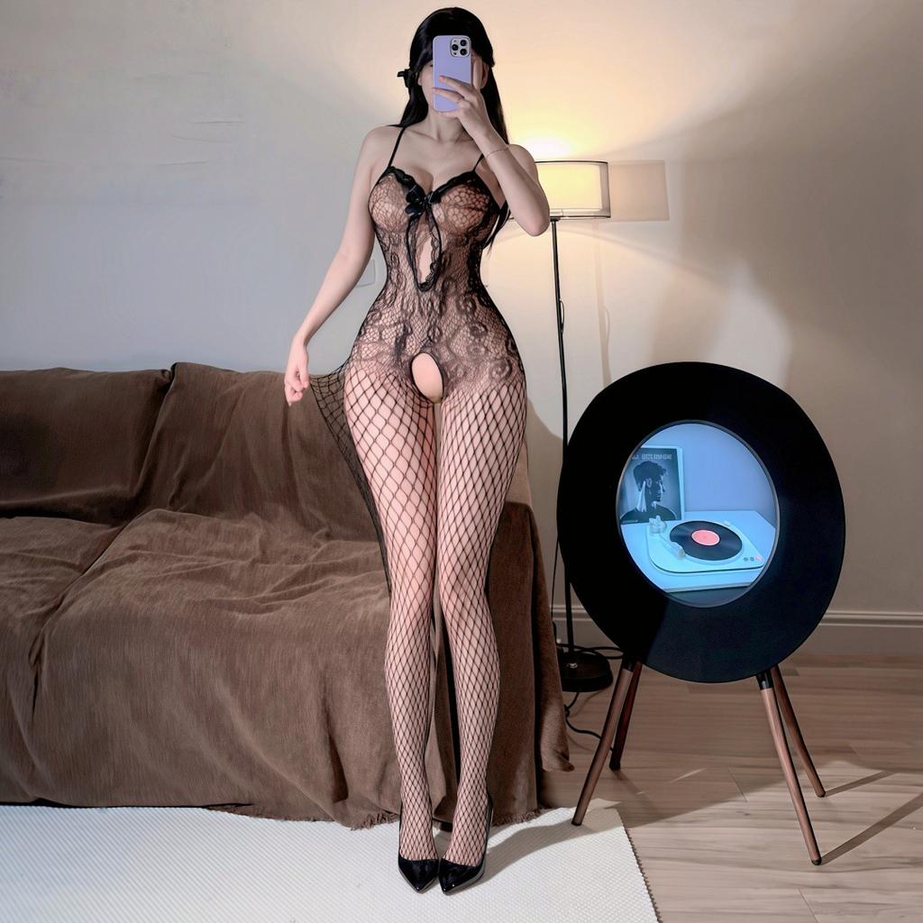 Sex underwear butterfly hollow transparent one-piece netwear uniform set large size one-piece netting socks flirting sex fun clothing