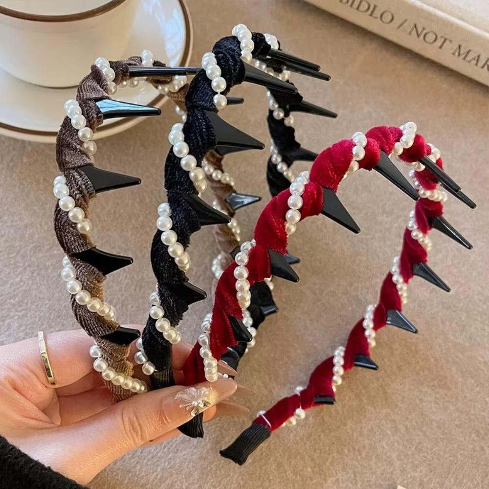 Elegant Temperament Rhinestone Mesh Headband for Woman Toothed Non-slip Hair Band Fashion Girl Face Washing Headband