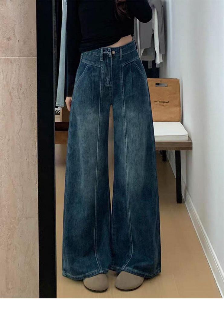 2025 New Plus-Size Velvet Wide-Leg Jeans for Women - Autumn/Winter Slimming Loose Fit