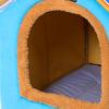 Winter Pet Bed House with Removable Pad Washable Cute Comfortable Warm Pet Bed House for Dogs and Cats Blue
