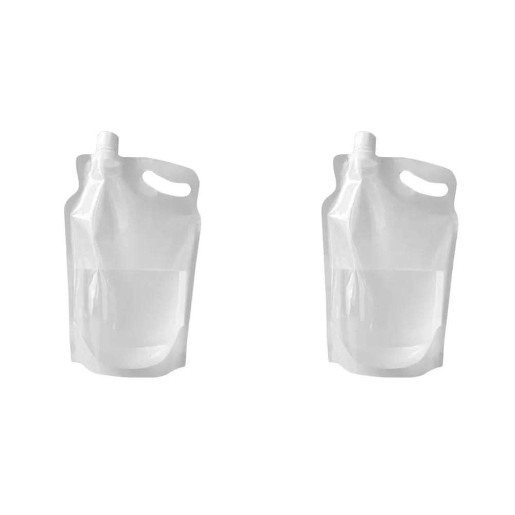 5-1PC 2L Portable Foldable Drinking Water Bag Small Mouth Handle No Leakage Water Container Pouch for Camping Hiking Cycling