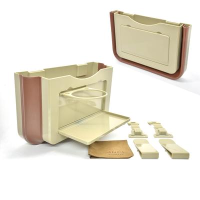 ANCL Car Trash Car Storage Drink and Table Can, Pocket, Multi-Device Compatible, Clip-on, Holder, (Beige)