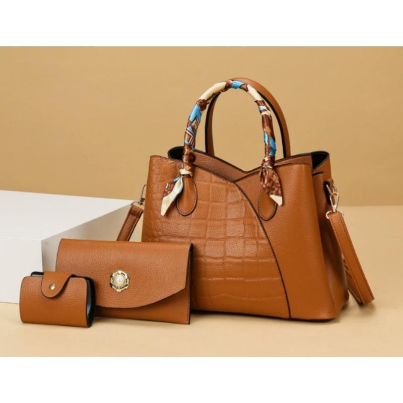 

Сумка новый многокомпонентный набор женская сумка сумочка модная и простая одноплечевая через плечо большая вместимость сумка мать и дитя single package коричневый