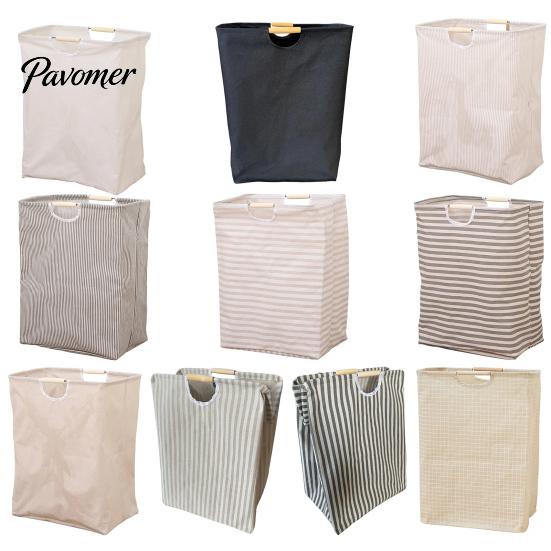 Easy Clean Laundry Hamper Basket with Wooden Handles, Cotton And Linen Large Space Saving Bag Basket, Storage Foldable Organizer for Families
