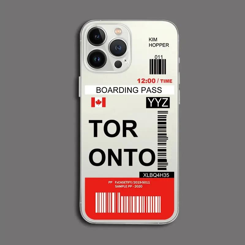 Funny World City Tourist Ticket Label Phone Case for iPhone 16 15 14 Pro Max Plus Dustproof Non-Slip Transparent Cover Fundas