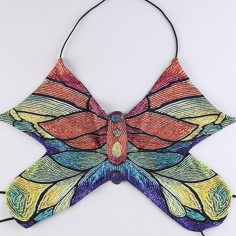 Butterfly Crop Tops Backless Strap Camis Sexy Tank Tops T Shirt Backless Short Clothes Aesthetic Lady Vest Streetwear