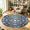 Floral Flowers (995) Theme Circular Crystal Velvet Carpet Customized Name & Text Round Soft Floor Rug For Living Room Bedroom Decor