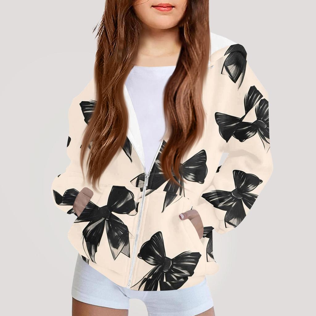 Kinder Mode Bedrucktes Langarm Kapuzensweatshirt Mädchen Hoodie Jacke