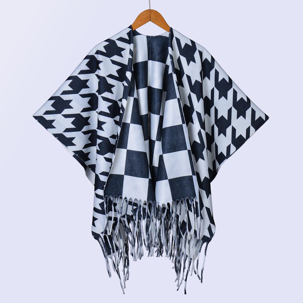 New National Style Ink Double-sided Thickened Shawl with Women's Autumn and Winter Retro High-end Photo Shawl Large Cape