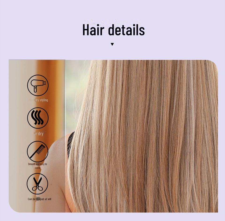 Perruque brune longue et lisse avec frange: Ensemble de tête complète de style européen et américain, à la mode et naturel