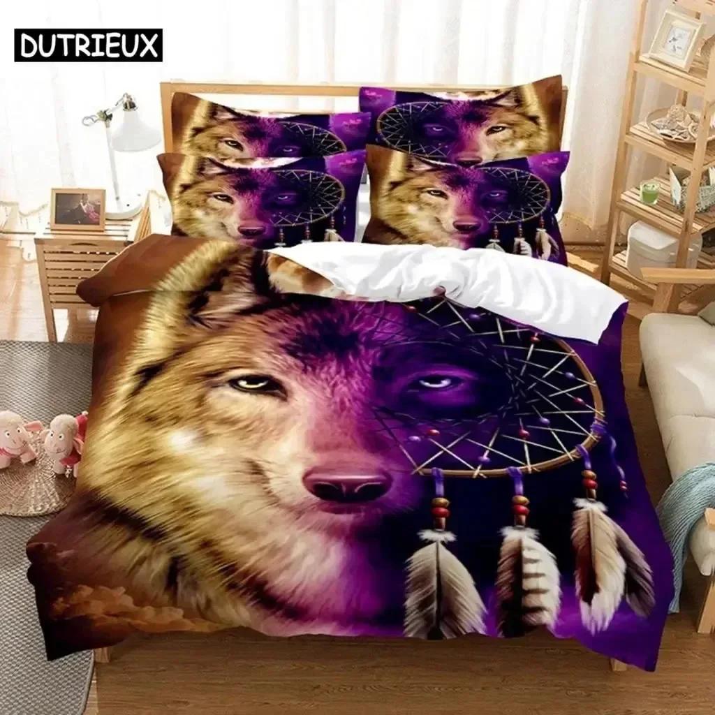 Luxury New 3D Print Love Wolf Comfortable Duvet Quilt Cover Pillowcase Bedding Set Children Bedroom Decoration Home Textile