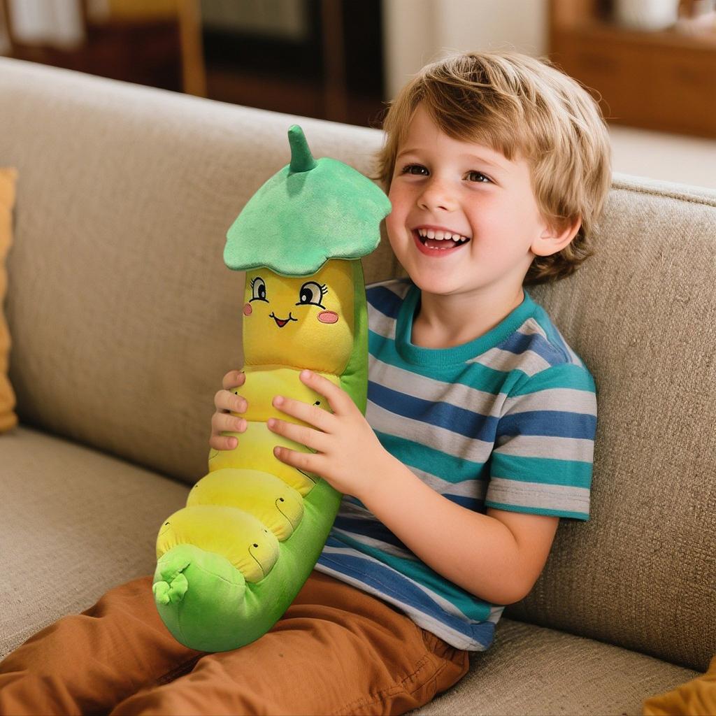 Caterpillar Silkworm Baby Plush Toys, Throw Pillows, Cushions, Leaf Worm Dolls, Cloth Doll Gifts