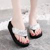Fashion Slope heel sandals for women 2025 new summer women's flip flops small and thick soled slippers